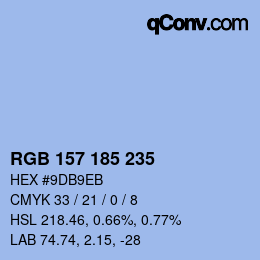 Color code: RGB 157 185 235 | qconv.com