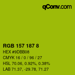 カラーコード: RGB 157 187 8 | qconv.com
