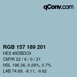 颜色代码: RGB 157 189 201 | qconv.com