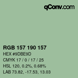 颜色代码: RGB 157 190 157 | qconv.com