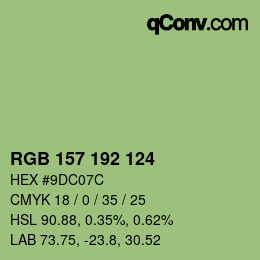 カラーコード: RGB 157 192 124 | qconv.com