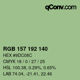 Color code: RGB 157 192 140 | qconv.com