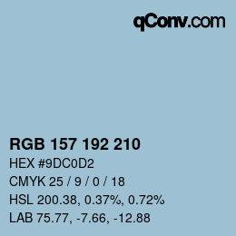 Código de color: RGB 157 192 210 | qconv.com