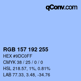 Color code: RGB 157 192 255 | qconv.com