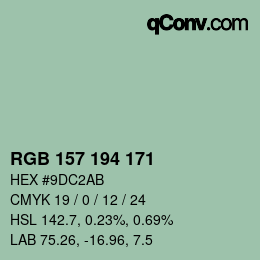 Color code: RGB 157 194 171 | qconv.com