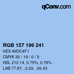颜色代码: RGB 157 196 241 | qconv.com