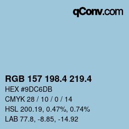 カラーコード: RGB 157 198.4 219.4 | qconv.com
