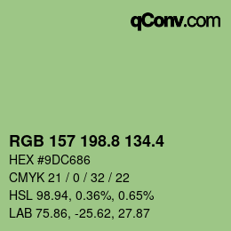 カラーコード: RGB 157 198.8 134.4 | qconv.com