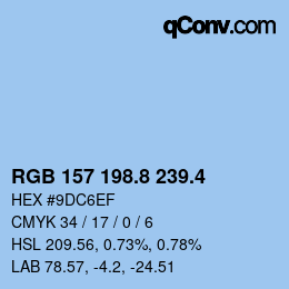 カラーコード: RGB 157 198.8 239.4 | qconv.com