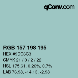颜色代码: RGB 157 198 195 | qconv.com