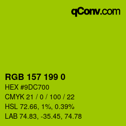 颜色代码: RGB 157 199 0 | qconv.com