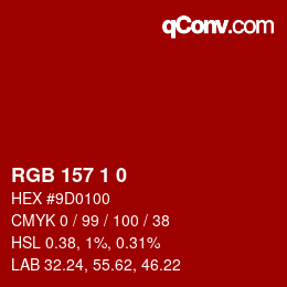 Color code: RGB 157 1 0 | qconv.com