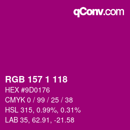 颜色代码: RGB 157 1 118 | qconv.com