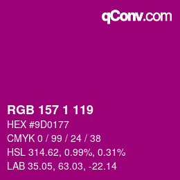 颜色代码: RGB 157 1 119 | qconv.com
