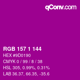 颜色代码: RGB 157 1 144 | qconv.com