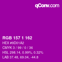颜色代码: RGB 157 1 162 | qconv.com
