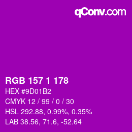 颜色代码: RGB 157 1 178 | qconv.com