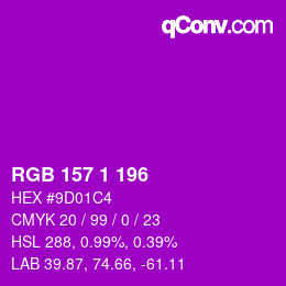Color code: RGB 157 1 196 | qconv.com