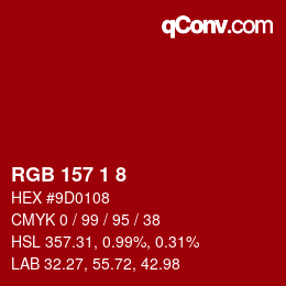 カラーコード: RGB 157 1 8 | qconv.com
