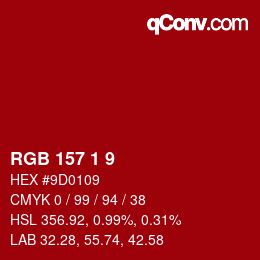 颜色代码: RGB 157 1 9 | qconv.com