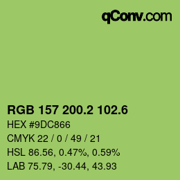 カラーコード: RGB 157 200.2 102.6 | qconv.com