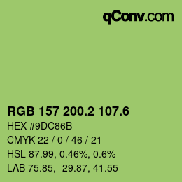 カラーコード: RGB 157 200.2 107.6 | qconv.com