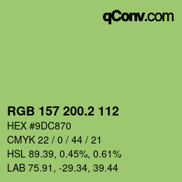 カラーコード: RGB 157 200.2 112 | qconv.com