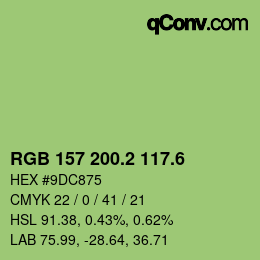 カラーコード: RGB 157 200.2 117.6 | qconv.com