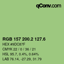 カラーコード: RGB 157 200.2 127.6 | qconv.com