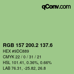 カラーコード: RGB 157 200.2 137.6 | qconv.com