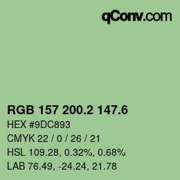 カラーコード: RGB 157 200.2 147.6 | qconv.com