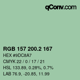 カラーコード: RGB 157 200.2 167 | qconv.com