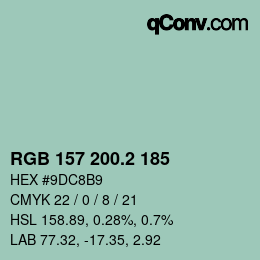 カラーコード: RGB 157 200.2 185 | qconv.com