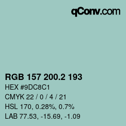 カラーコード: RGB 157 200.2 193 | qconv.com