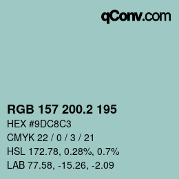 カラーコード: RGB 157 200.2 195 | qconv.com