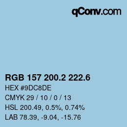 カラーコード: RGB 157 200.2 222.6 | qconv.com