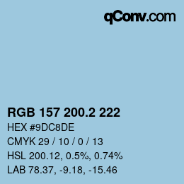カラーコード: RGB 157 200.2 222 | qconv.com