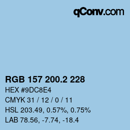 カラーコード: RGB 157 200.2 228 | qconv.com