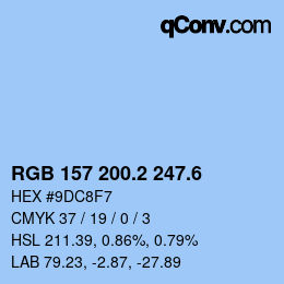 カラーコード: RGB 157 200.2 247.6 | qconv.com