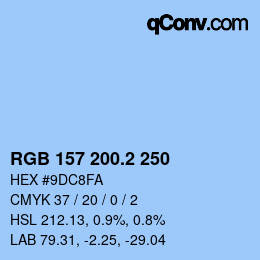 カラーコード: RGB 157 200.2 250 | qconv.com