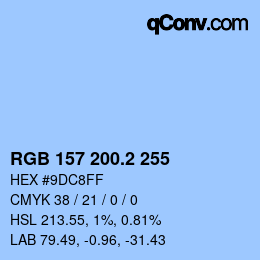 カラーコード: RGB 157 200.2 255 | qconv.com