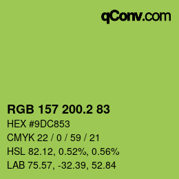 カラーコード: RGB 157 200.2 83 | qconv.com