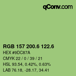 カラーコード: RGB 157 200.6 122.6 | qconv.com