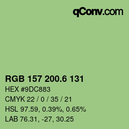 カラーコード: RGB 157 200.6 131 | qconv.com