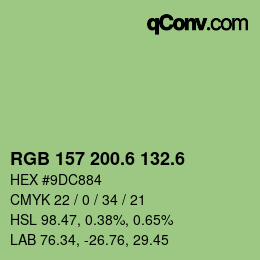 カラーコード: RGB 157 200.6 132.6 | qconv.com