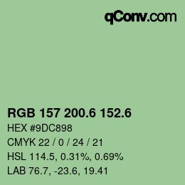 カラーコード: RGB 157 200.6 152.6 | qconv.com