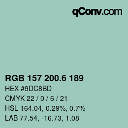 カラーコード: RGB 157 200.6 189 | qconv.com
