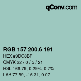 カラーコード: RGB 157 200.6 191 | qconv.com