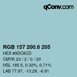 カラーコード: RGB 157 200.6 205 | qconv.com