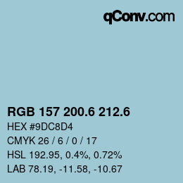 カラーコード: RGB 157 200.6 212.6 | qconv.com
